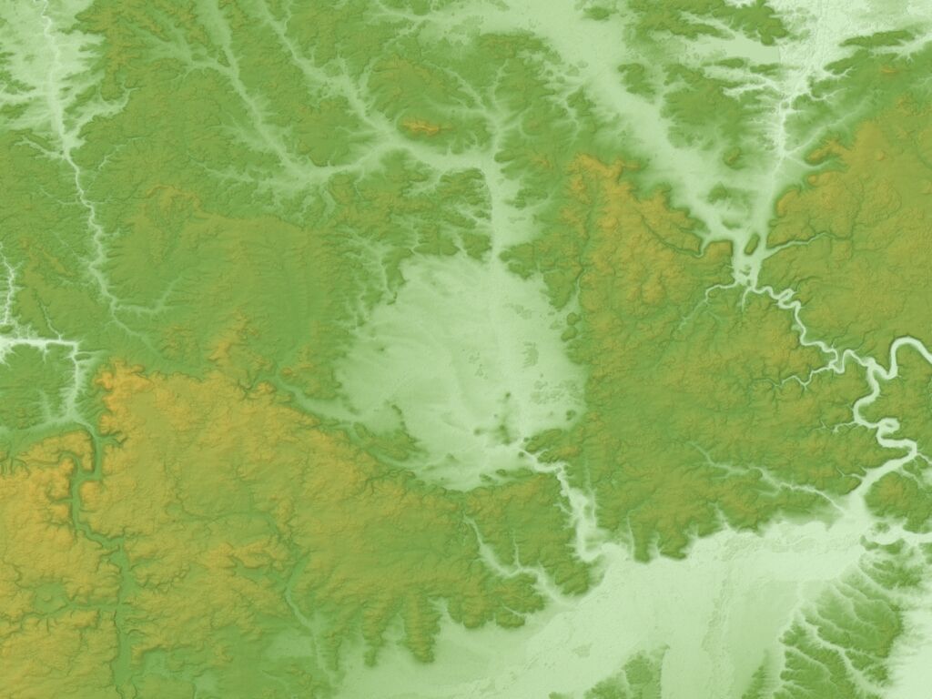 Il Nördlinger Ries in Baviera visto dai rilievi satellitari: la conca circolare è il cratere dell'impatto da cui nacquer