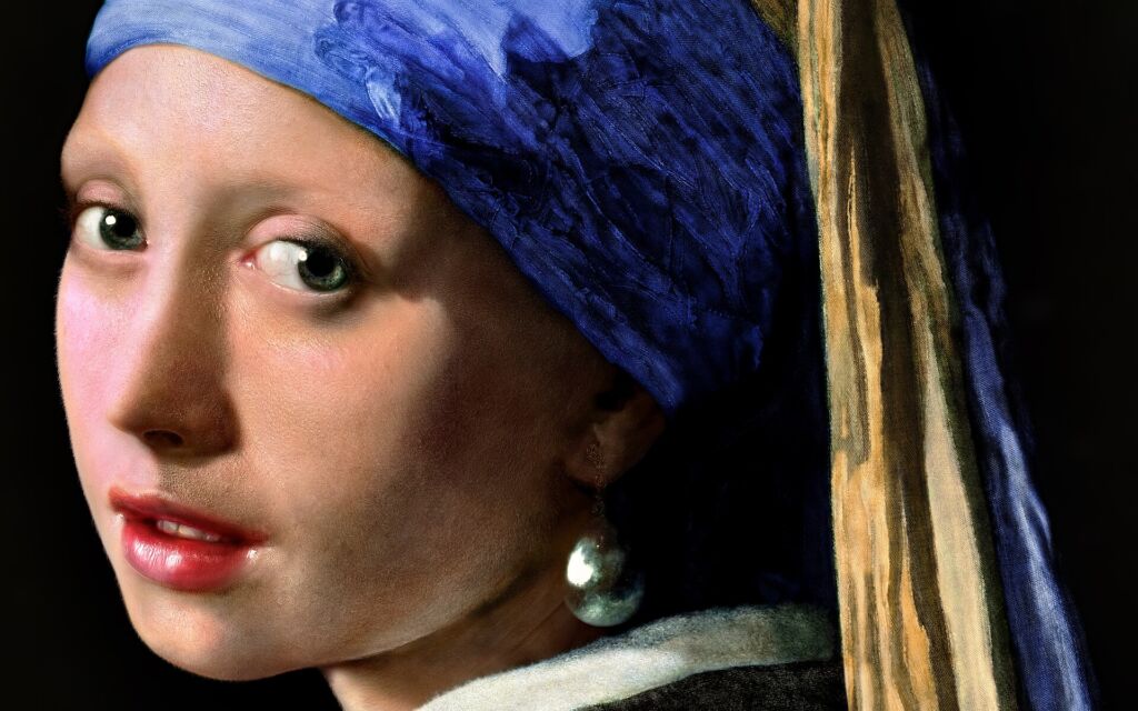 La «Ragazza con l'orecchino di perla» di Vermeer (particolare): il blu del turbante è oltremare, ricavato dal lapislazzu