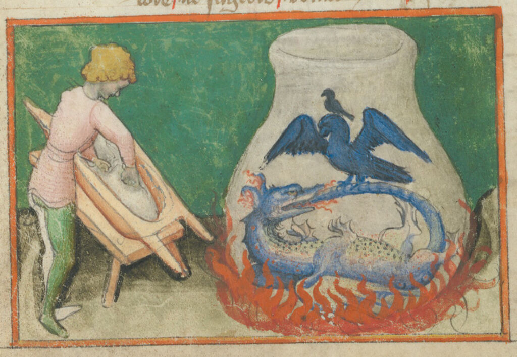Un ouroboros in un manoscritto alchemico medievale: il drago che si morde la coda è il più antico simbolo dell'eternità.